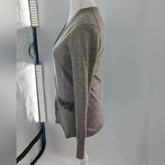 Ann Taylor Loft Tan Knit Jewel Embellished Cardigan Sweater Size Small Button - Picture 5 of 14